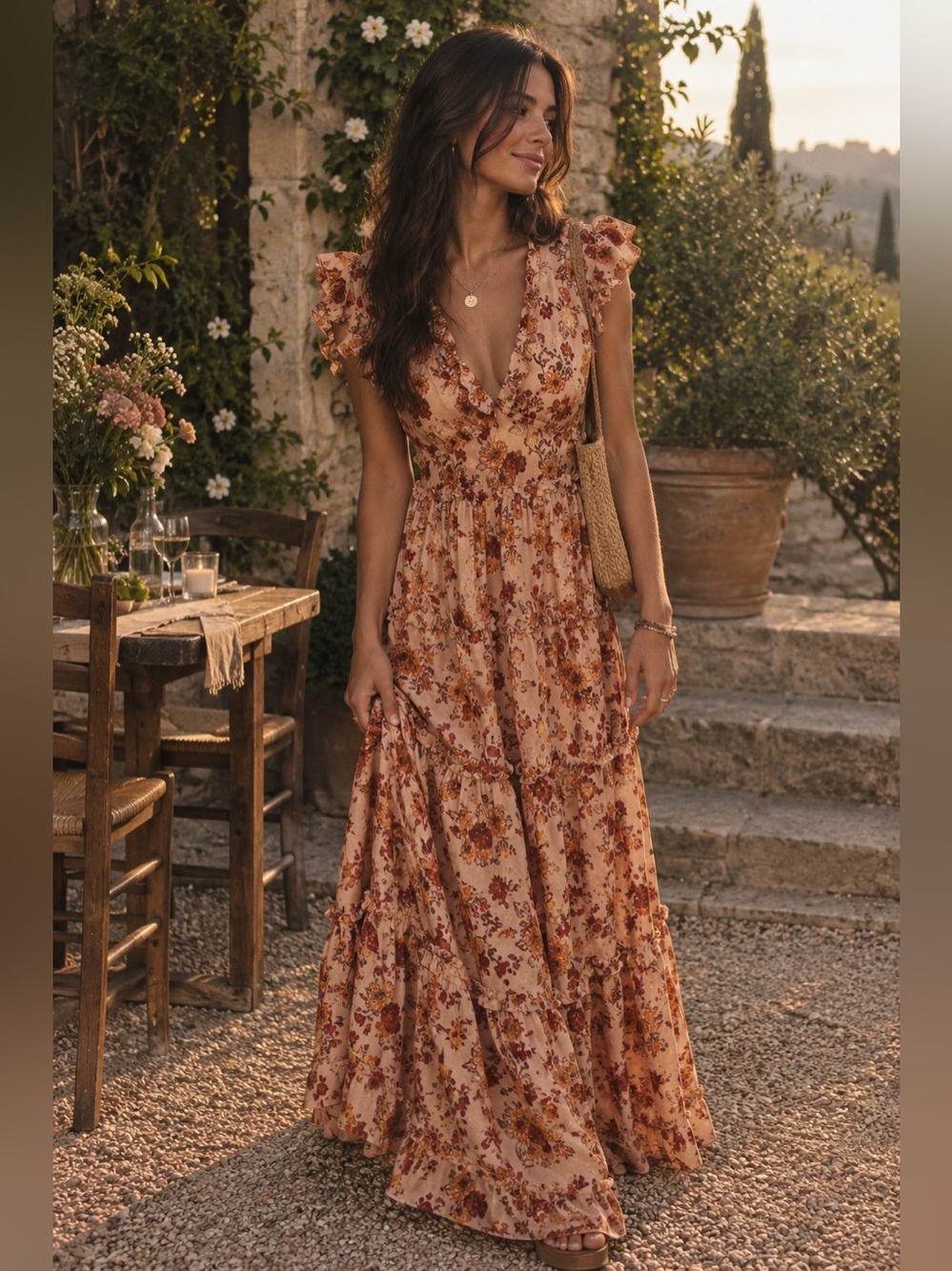NWT BOHO COTTAGE CORE FLORAL Maxi Dress